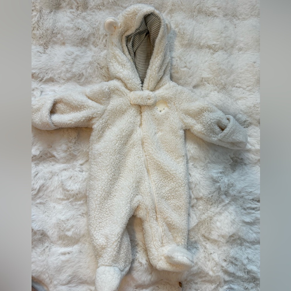 Teddy Bear Jumper NB Just One You By Carters Outerwear White ZipFront
